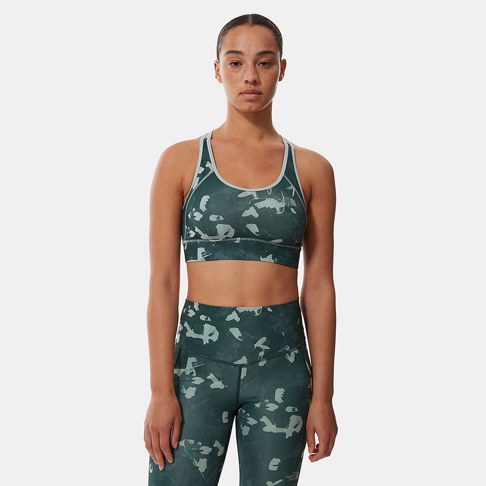 The North Face Sports Bra Womens Australia - The North Face Printed Bounce-B-Gone Green Running & Tr